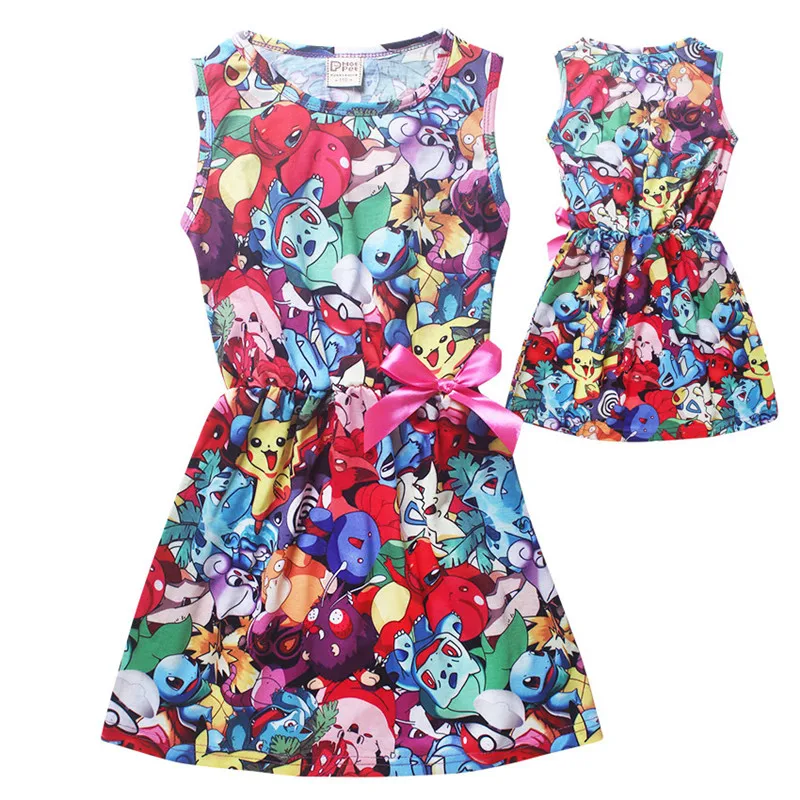 Pokemon go girls dresses summer 2016 brand kids dresses for children