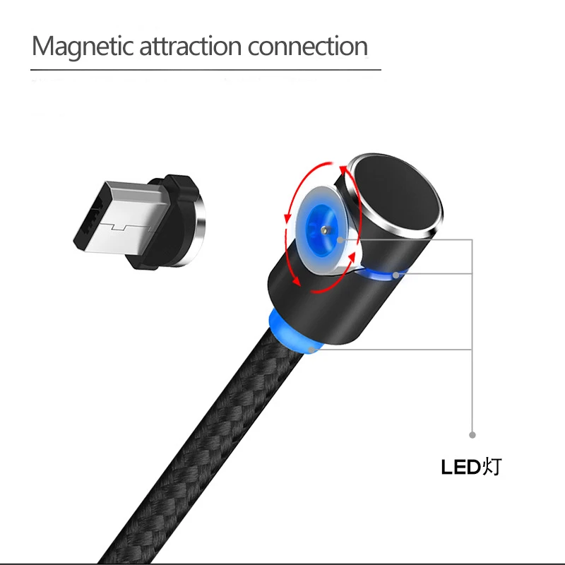 Вращающийся магнитный кабель для передачи данных Micro usb type C заряднеое устройство