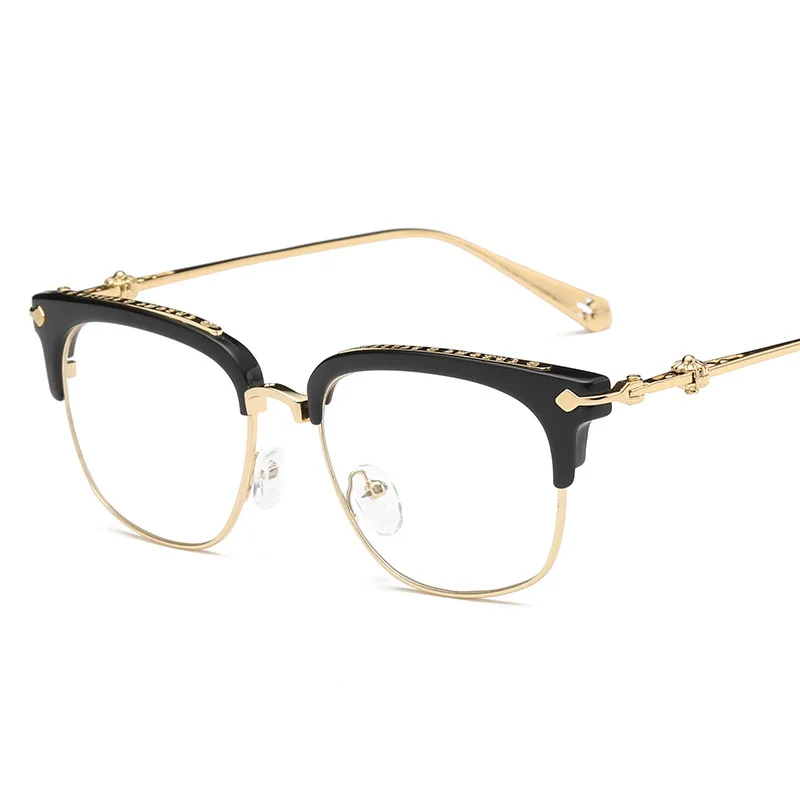 

Fashion Unisex Metal Half Frame Glasses Frame Retro Woman Men High Quality Clear Lens Computer Eyeglass Frame Oculos De Grau