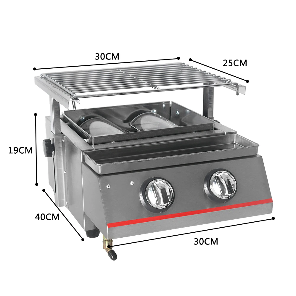 ITOP Stainless Steel 2 Burners BBQ Grills LPG Gas Griddles Smokeless BBQ Grills Steel/Glass Shield Outdoor Camping Picnic Use ITOP Stainless Steel 2 Burners BBQ Grills LPG Gas Griddles Smokeless BBQ Grills Steel/Glass Shield Outdoor Camping Picnic Use