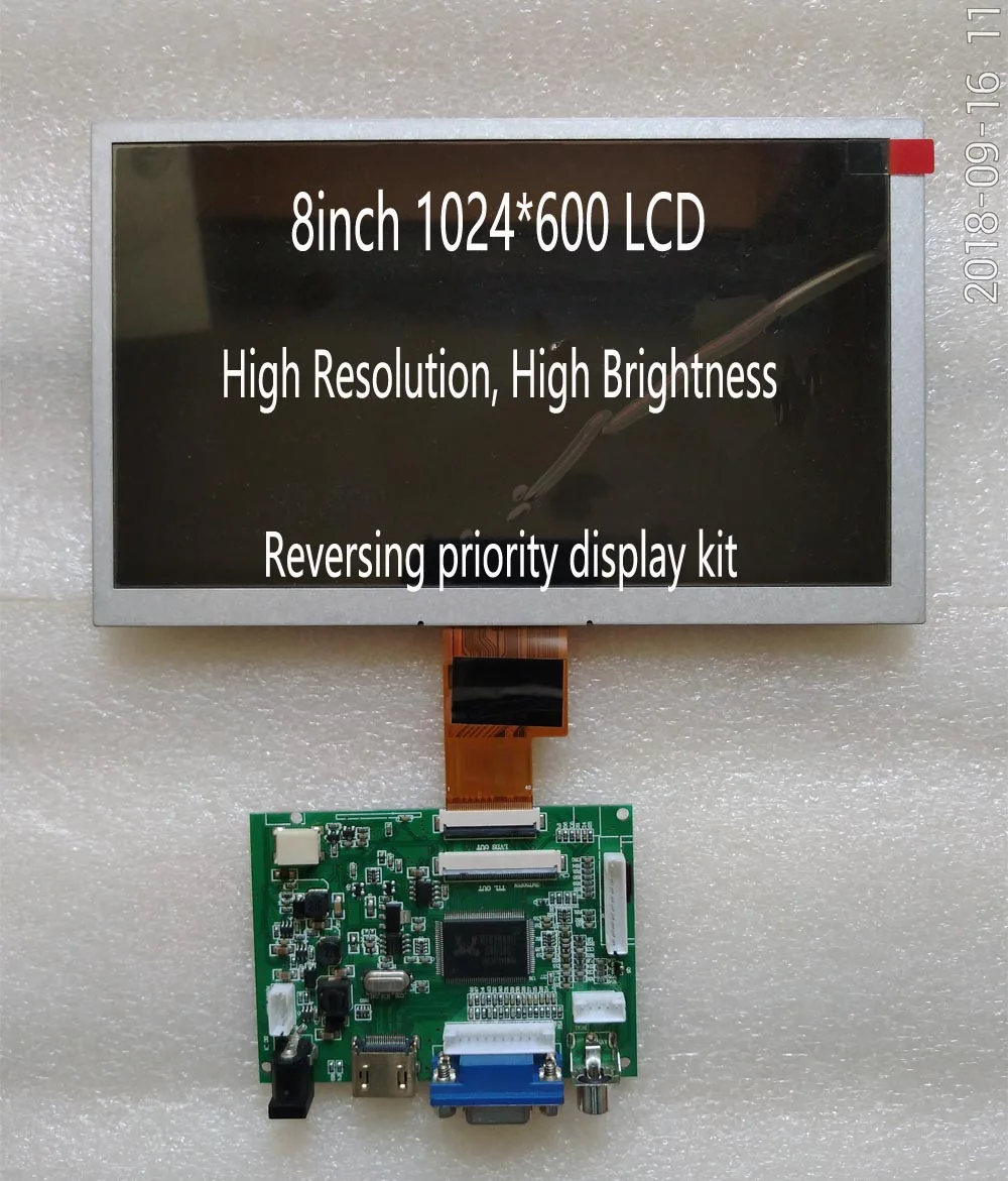 

8inch lcd kit 100% NEW 1024*600 500ccd High resolution LCD display kit for Carpc DIY Raspberry Pi ZJ080NA Reversal priority