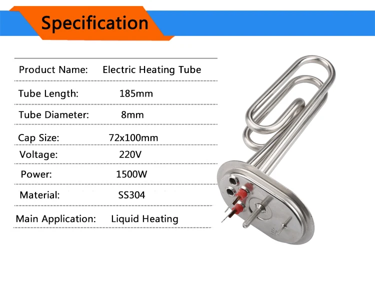 Isuotuo 72x100 м колпачок электрический нагревательный элемент для водонагревателя, трубчатый нагревательный элемент 1500 Вт 220 В
