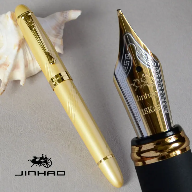 Ручка перьевая JINHAO 0 7 с наконечником 18 КГП 450 мм золотистая роскошная для школы и