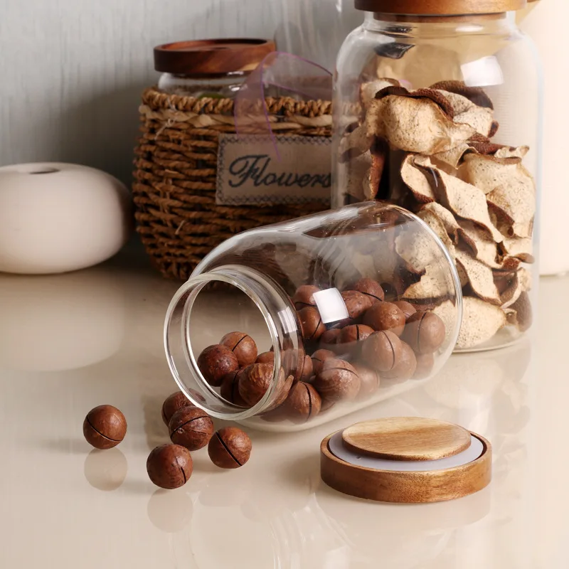

Kitchen Glass Sealed Cans Food Storage Box Grain Cereal Storage Tank Snacks Dry Goods Storage Jar Kitchen Multi-grain RoundGlass