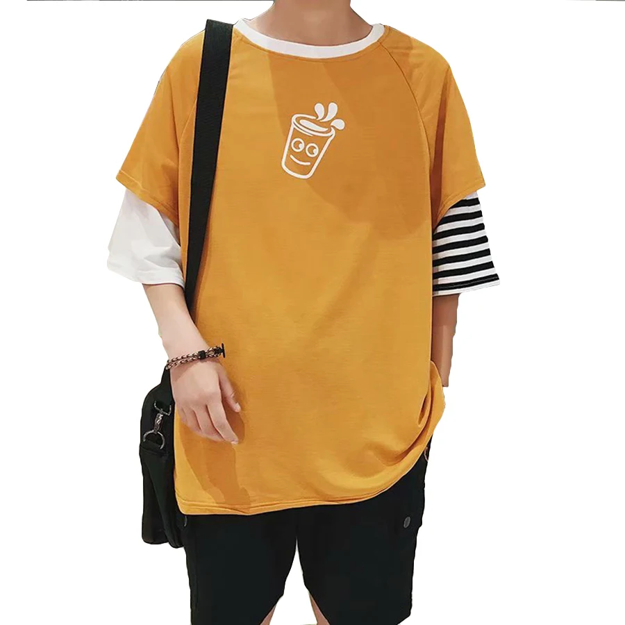 

Oversized Hip Hop Harajuku Bf Tshirt Men Loose Funny Ulzzang Tshirt Half Sleeve Korean Style Male Breathable Top Students Cool
