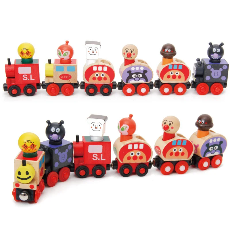 Деревянные игрушки набор поездов Anpanman магнитный фургон для переноски людей