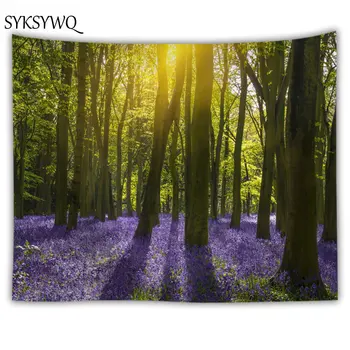 

purple flower tapestry nature forest wall hanging new arrival bedspread drom decor green wall carpet