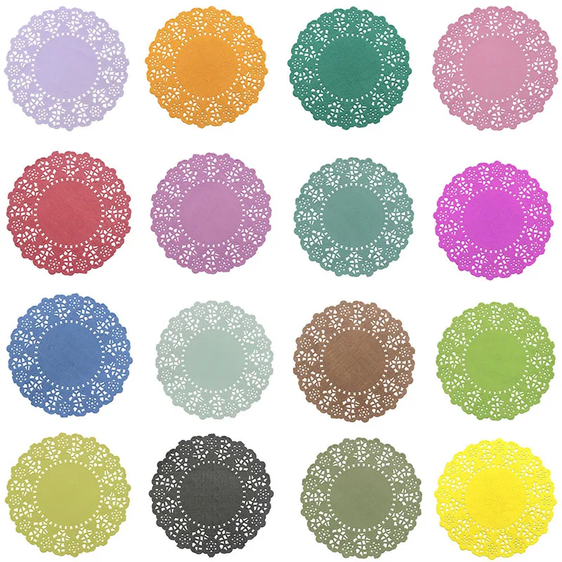 200pcs/lot The 4.5" 11.4cm green blue navy blue flower lace paper