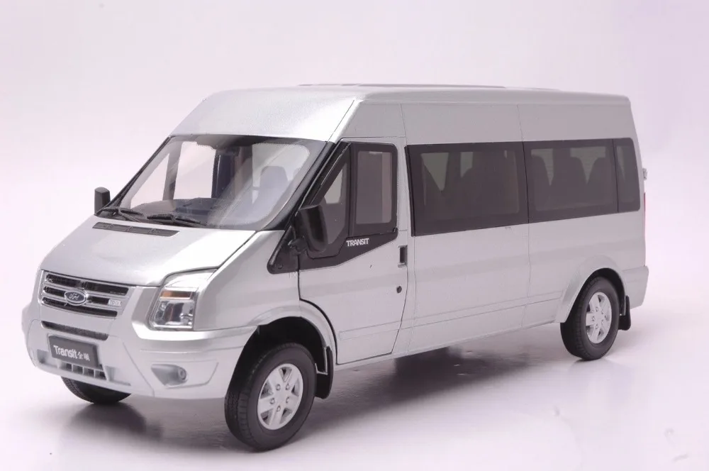 118 Diecast Model for Ford Transit Silver Van MPV Alloy Toy Car Collection Gifts in Diecasts