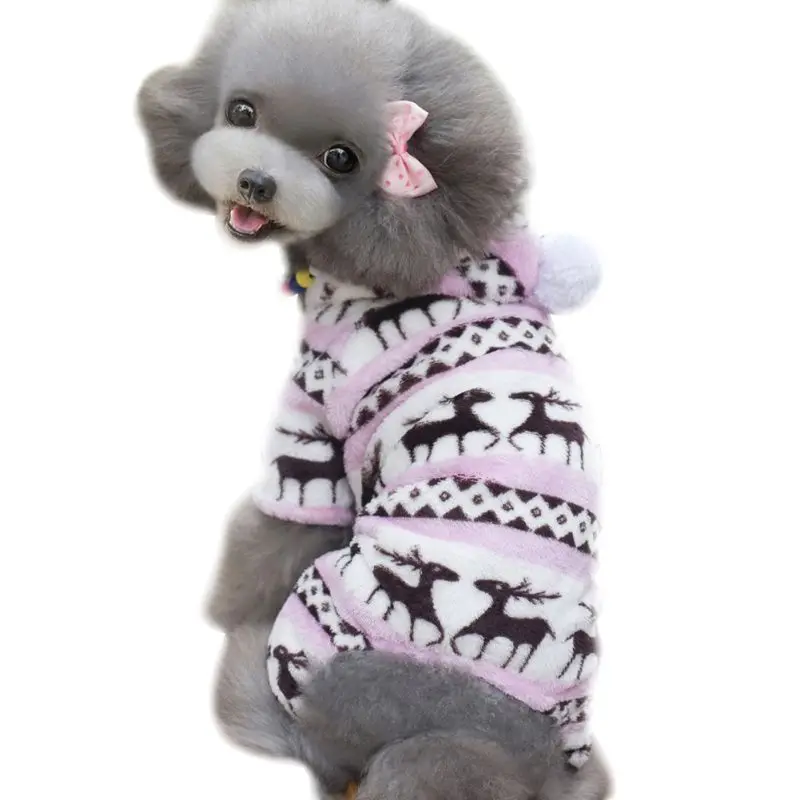 

Cachorro Mascotas Teddy Chihuahua Dog Clothes Hoodie Jumpsuit Snowflake Christmas Deer Pattern Soft Costume Clothes Pet Dog Cat