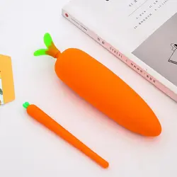 Морковь формы силиконовые шариковая пеналы для ручек портативный молния ручка протектор чехол канцелярские принадлежности