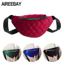 AIREEBAY, Женская бархатная поясная сумка,, брендовая, модная, на плечо, черная, на грудь, сумка для леди, красный пояс для живота, сумка на талию, сумки через плечо