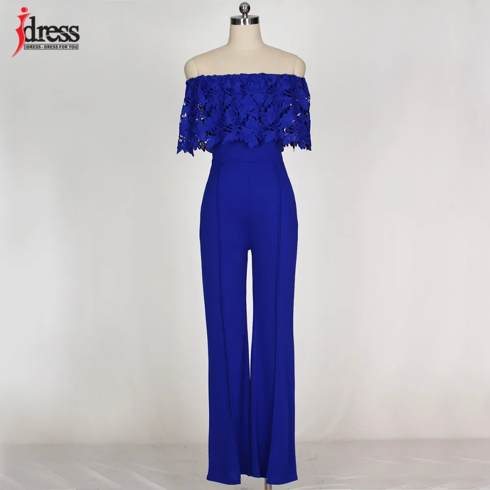 IDress Lace Crochet Rompers Women Jumpsuit Sexy Strapless Bodycon Jumpsuit Wide Leg Black White Yellow Long Pant Romper Overalls (6)
