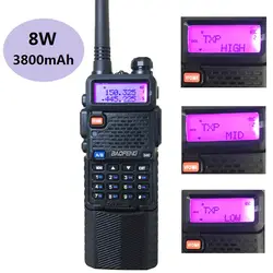 BAOFENG 8 Вт UV-5R двухканальные рации 10 км Long Range 3800 мАч UHF VHF КВ трансивер портативный любительский радиопередатчик станции Telsiz Woki токи сканер