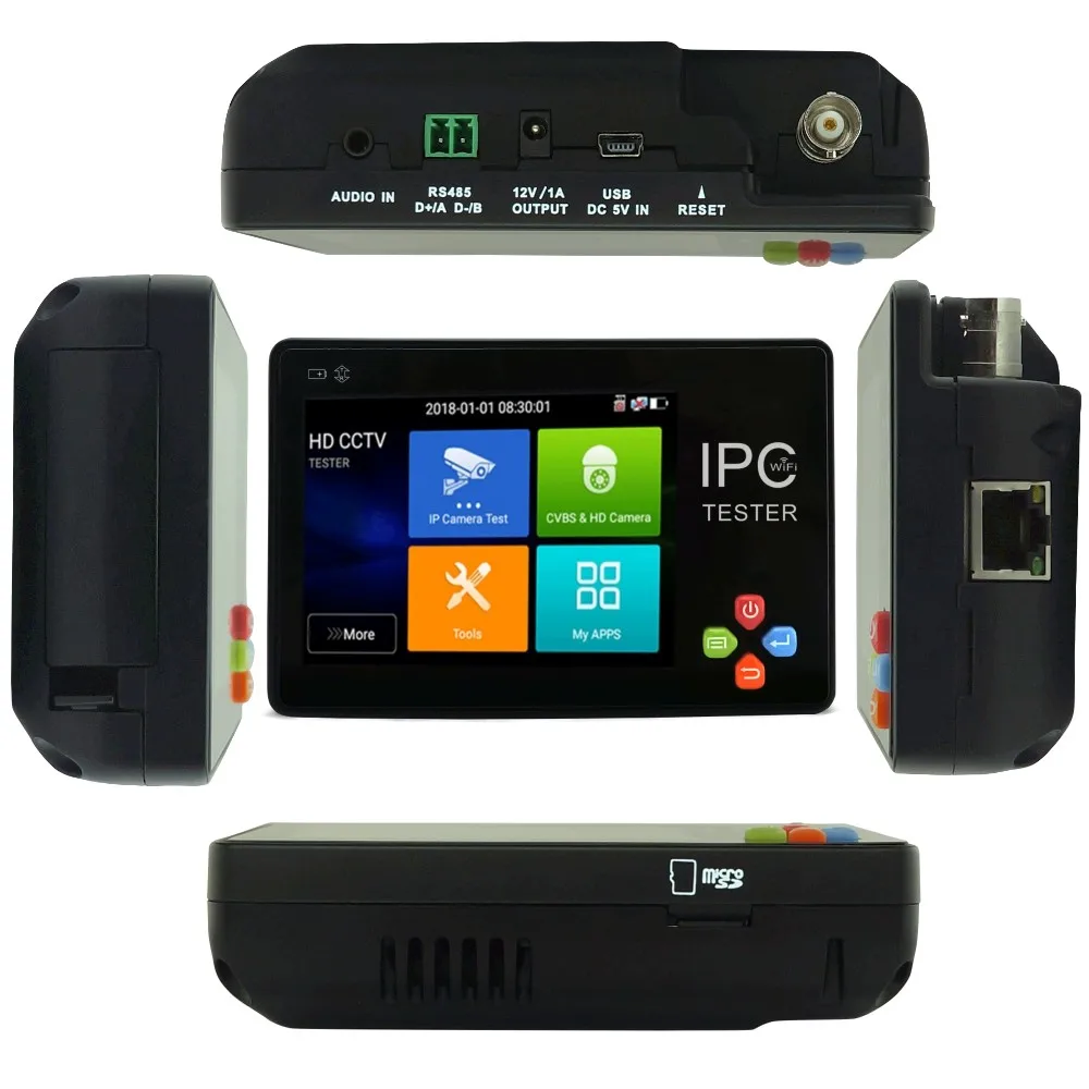 Urgraded H.265 4K IP CCTV Tester Monitor IPC1600 Plus 3.5inch touch screen IP Analog Camera Tester ONVIF PTZ WIFI 12V1A output