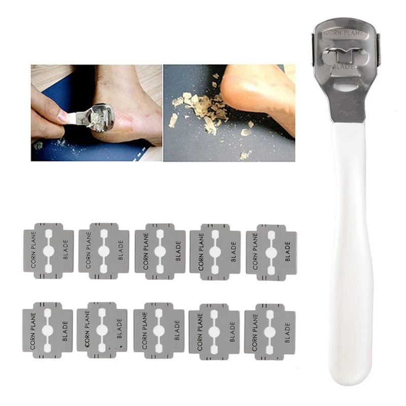 Hard Dead Skin Remover Cutter Shaver Trimmer Pedicure Callus Blade Foot Caring Stainless Steel Pedicure Tools With10 Blades