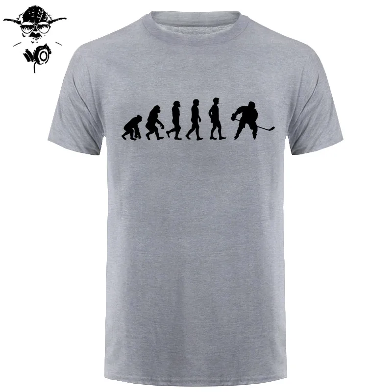 Evolution Of Ice Hockeyer, Молодежный топ, Клубная хлопковая футболка, забавные подарки на день рождения для ледяного хоккейного игрока, Мужская футболка с коротким рукавом, футболка - Цвет: gray black