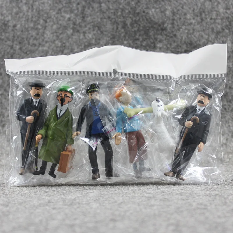 The Adventures Of Tintin 6 PCS Action Figure Snowy Captain Haddock Thompson Toys
