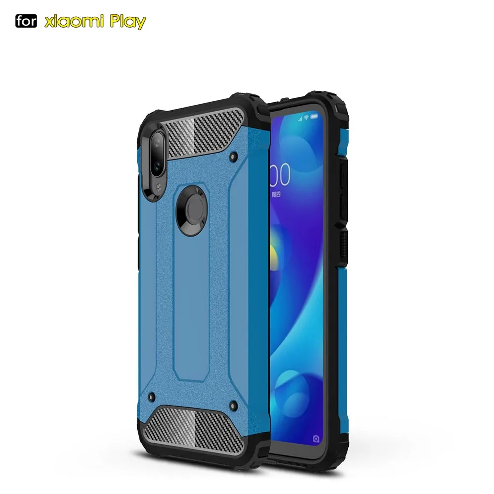 Противоударный чехол-броня Coque 5.84For Xiaomi mi Play чехол для Xiaomi mi играть mi Play чехол для телефона чехол-лента на заднюю панель - Цвет: Sky Blue