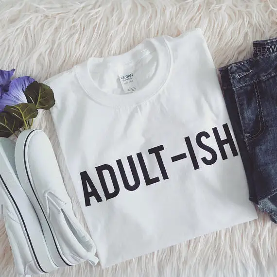 Adultish для взрослых-иш adulting, tumblr рубашки битник гранж Instagram футболка унисекс повседневные футболки футболка moletom tumblr футболки