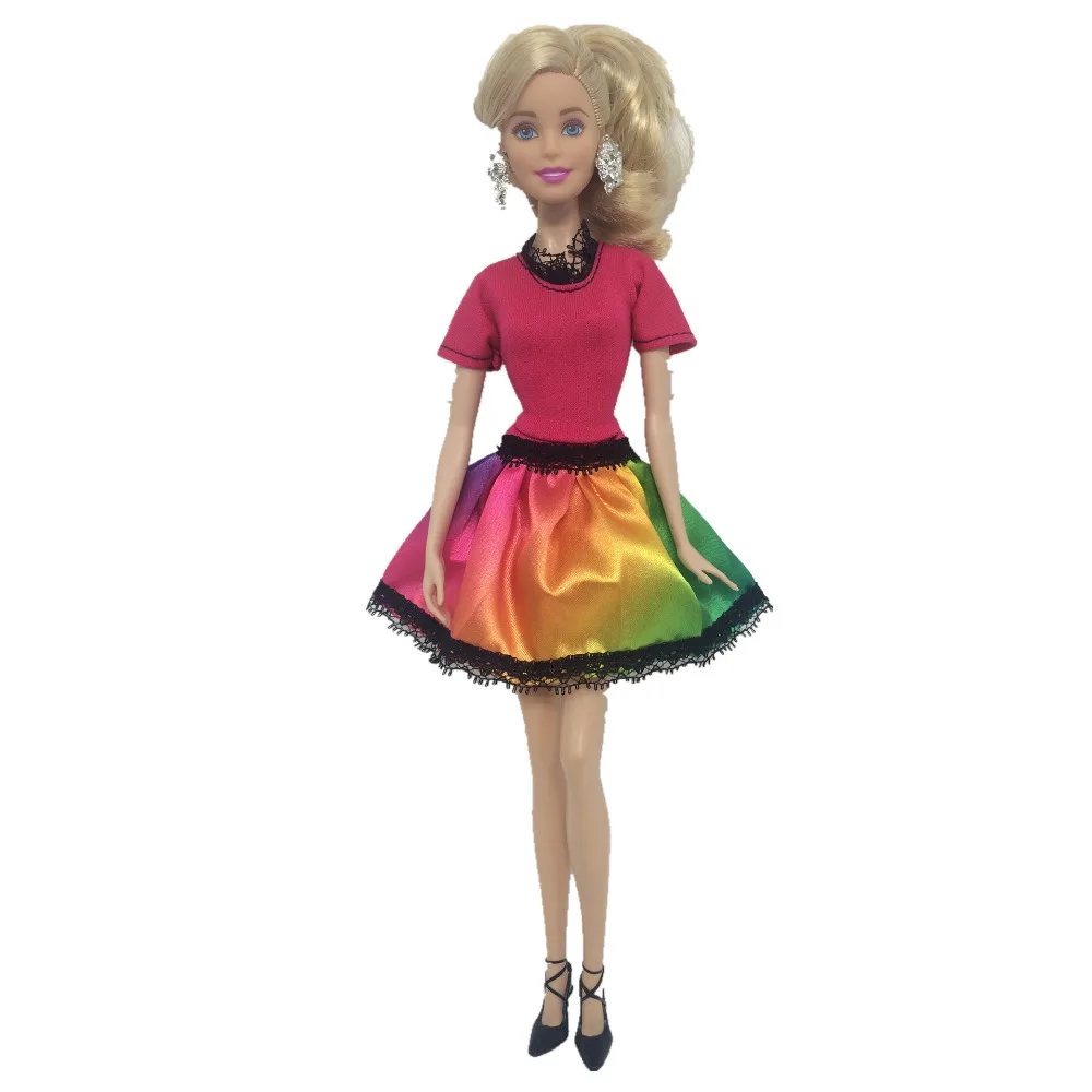 

NK One Set Newest Doll Dress Beautiful Party Concise style Clothes Top Fashion Dress For Barbie Noble Doll Best Girls' Gift 071B