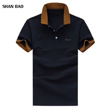 Shan Bao брендовая одежда новая мужская рубашка поло мужская деловая и повседневная однотонная Мужское поло рубашка с коротким рукавом дышащая футболка-поло 5XL