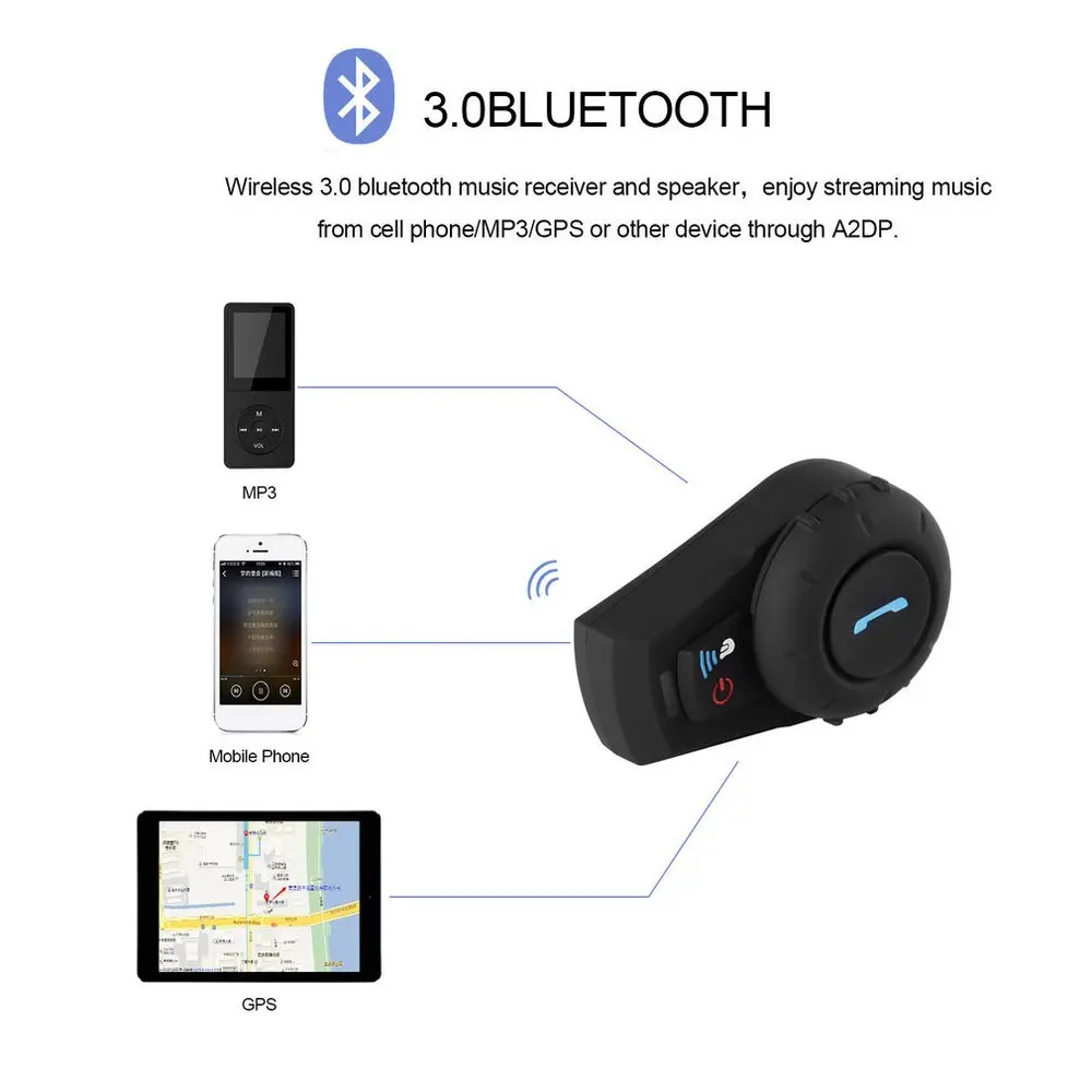 

BT Motorcycle Helmet Headset and Interphone 500M Range Intercom Function kit for Motorcyclists and Skiers