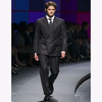 

New Design Double Breasted Groom Mens Suit Tuxedo wedding suits Clothes terno masculino for men 2018 Custom Made (Jacket+pants)