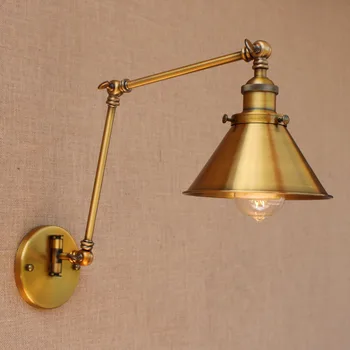 Nordic Brass Retro Loft Style Industrial Vintage Wall Lamp Adjustable Swing Arm Wall Light Edison Sconce Applique Murale spider shaped water pipe wall light fixtures industrial loft style retro vintage wall lamp sconces luminaire applique murale