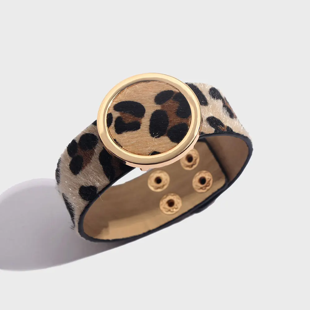JUST FEEL модный браслет «леопард» Браслеты для женщин Boho кожа Акрил Смола Панк Винтаж Макси регулируемый браслет ювелирные изделия - Окраска металла: D0061YW