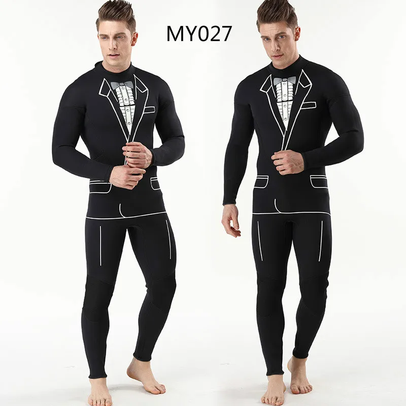 3mm men's continuous diving suit surf suit long sleeved trousers for individual diving suit - Цвет: one