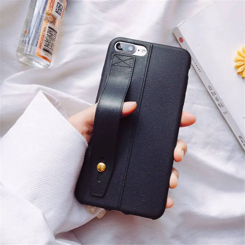 

Fashion Strap Simple Color Phone Case For iPhone X XS MAX XR 7 8 Plus 6 S Plus Case Soft Rubber Gel Stand Holder Case Back Cover