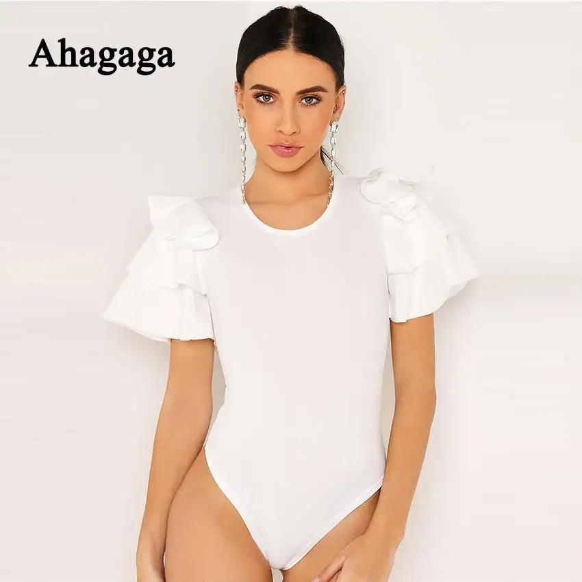 Ahagaga 2019 Spring Rompers Woman Jumpsuits Fashion Solid Ruffles Sexy Skinny Women Bodysuits Elegant Casual Women Rompers Femal Ahagaga 2019 Spring Rompers Woman Jumpsuits Fashion Solid Ruffles Sexy Skinny Women Bodysuits Elegant Casual Women Rompers Femal