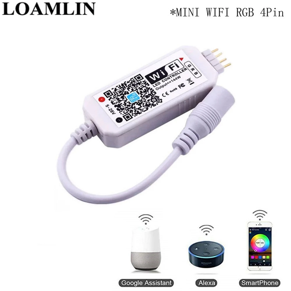 DC5-28V мини wifi RGB/RGBW/RGBWW Светодиодная лента контроллер музыки от Amazon Alexa Google домашний телефон wifi контроллер