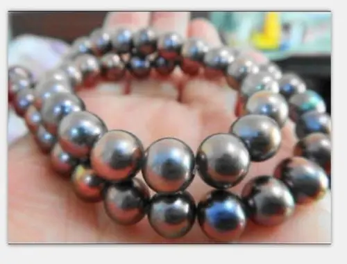 

Jew3116 natural 10-11mm natural tahitian black red pearl necklace