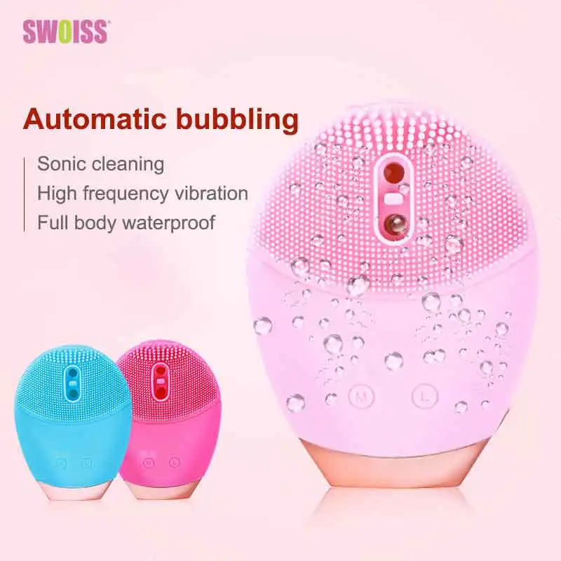 

SWOISS Automatic Bubble Beauty Wash Meter Rechargeable Home Sonic Vibration Silicone Wash Cleansing Instrument Pore Cleaner