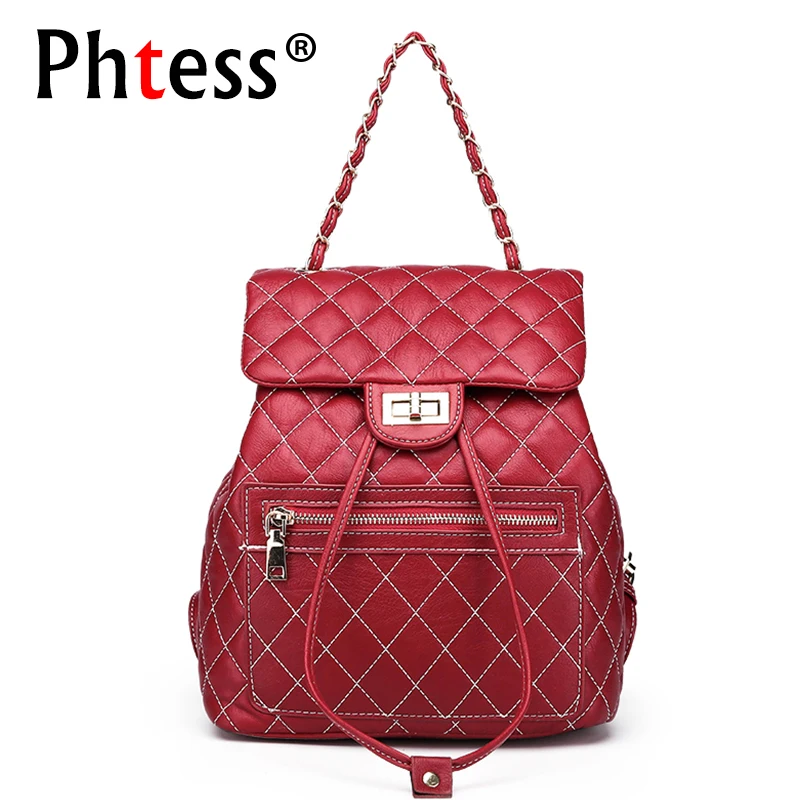 2019 Women Diamond Lattice Backpacks Designer Brand Vintage Female