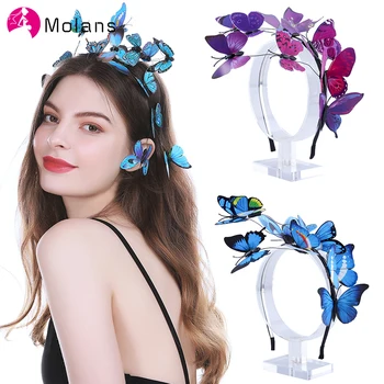 

Molans Handmade Bride Butterfly Headband Wedding Hair Accessories Colorful Women Hair Hoop Hairbands for Girls Party Headwear