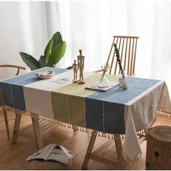 

Decorative Tablecloth With Tassel Plaid Table Cloth Rectangular Tablecloth Dining Table Cover Hotel Home Tea Coffee Table Cloth