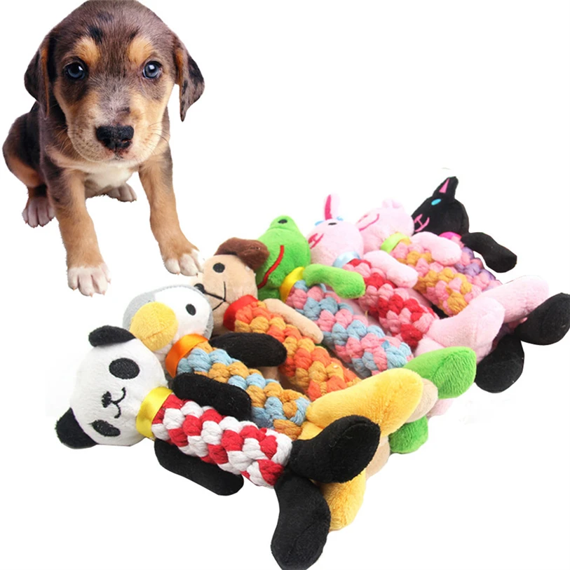 

Cute Animal Rope Pet Squeak Toys Stuffed Plush Dog Toys For Small Large Dogs Cats Puppy Molar Chew Toys Wholesale #F#40AT29