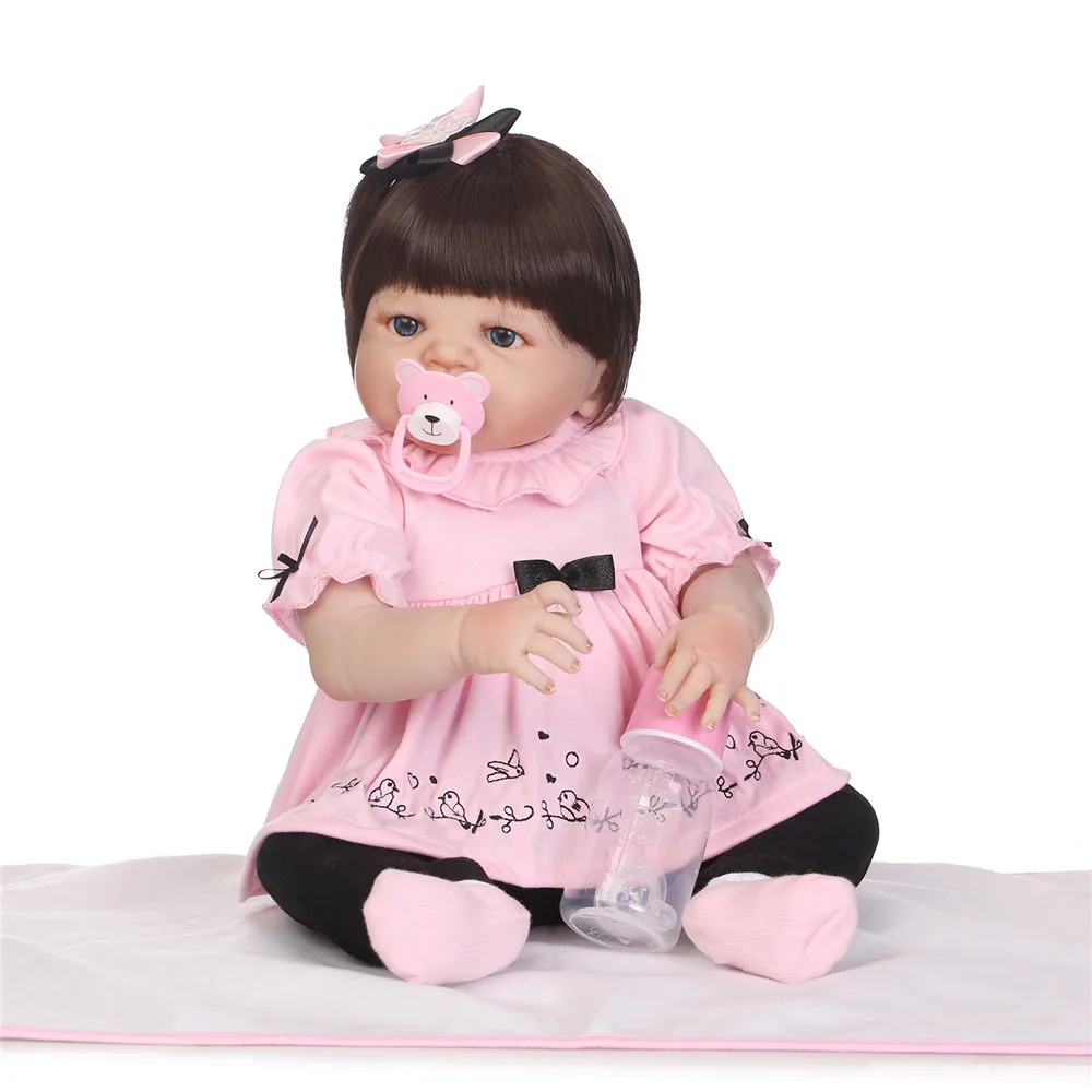 

Full body silicone reborn baby girl dolls 23inch bebes reborn bonecas lifelike new born toddler baby princess BJD dolls