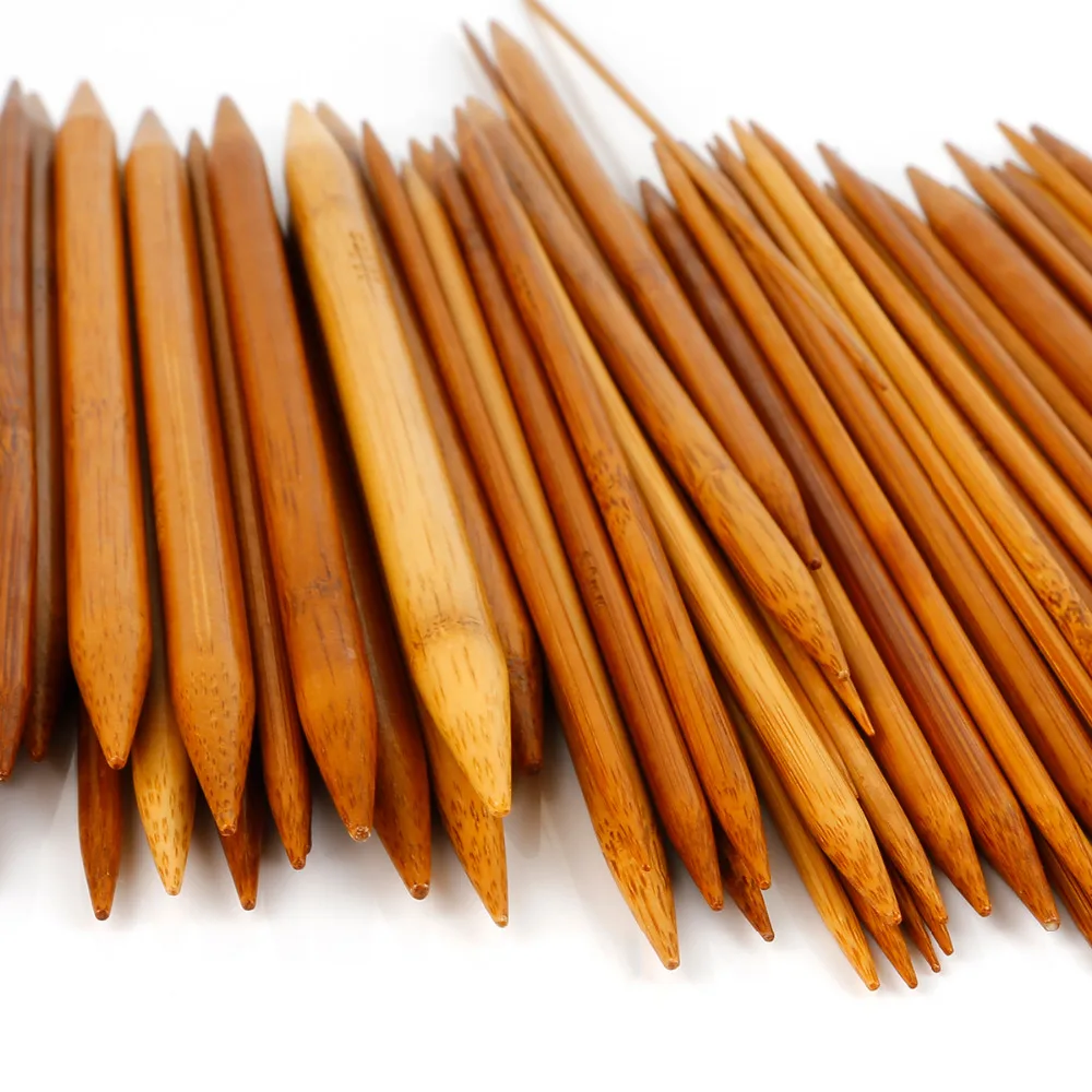 

75pcs/set 15 Sizes 20cm Double Pointed Carbonized Bamboo Knitting Needles Sweater Knitting Bamboo Handle Smooth Craft Needle