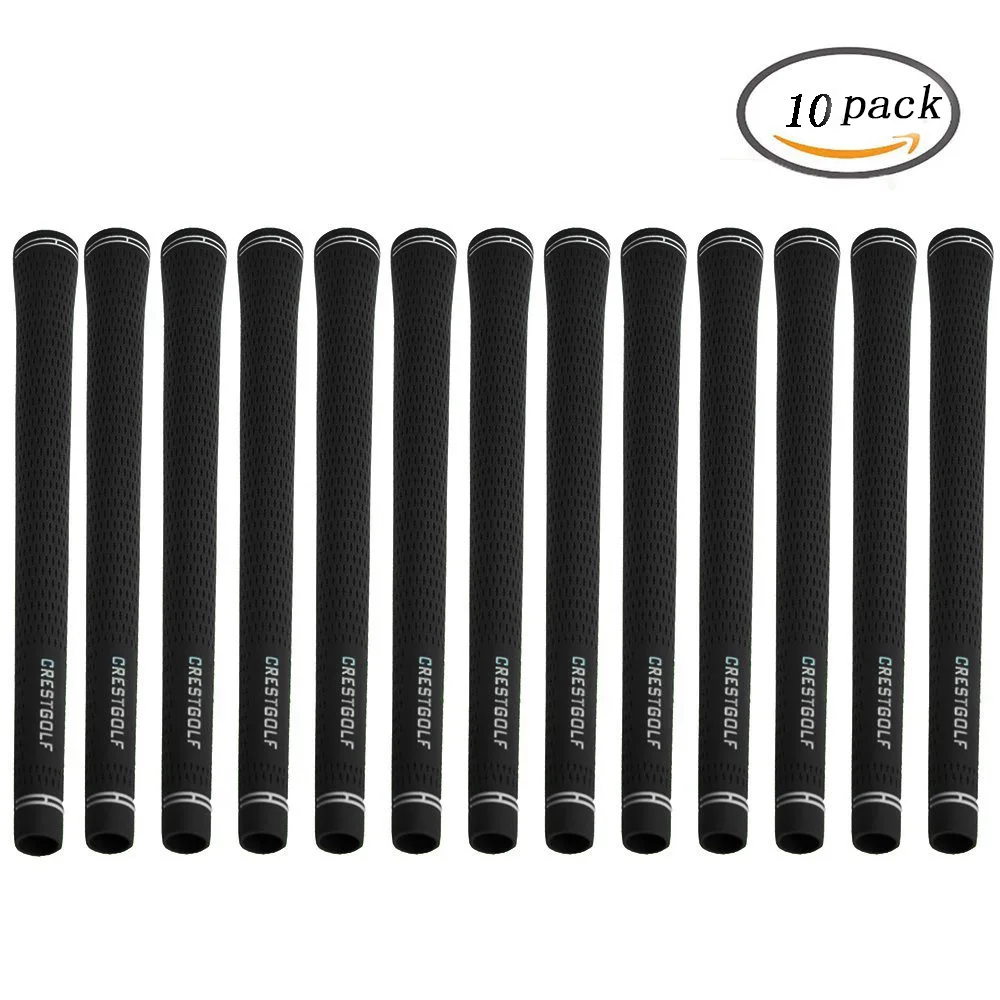 CRESTGOLF Golf Iron Grips Putter Grips Rubber 10pcs/Pack Black Golf Irons Grips Golf Golf Accessories