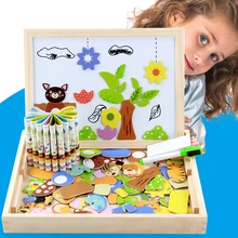 Детские деревянный магнитный паззл доска для рисования игрушечные лошадки 3D Jigsaw рисунок головоломка комплект обучения детей развивающие игрушки