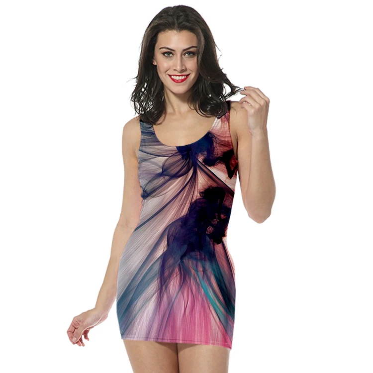 3D Print women's clothing tank top dress Galaxy Space straight sleeveless dress Quality quality Sexy colorful Graffiti dress-11
