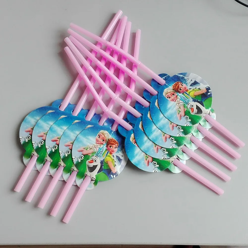 

10pcs / lot cartoon straw pattern patrol puppy theme party decoration disposable tableware straws party supplies