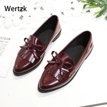 Обувь женщина Повседневное кисточкой лук оксфорды с острыми носками для Женские туфли-лодочки удобные слипоны Для женщин работы одной обуви D019