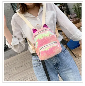 

Women Mini Backpack Sequin Shoulder School Rucksack Ladies Girls Travel Bag