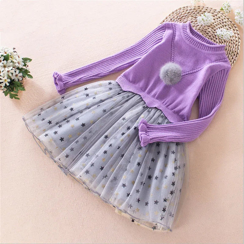 

2017 new Spring Autumn baby girl sweater dress Long Warm Fashion Princess Dress toddler girl Children Clothing 4 5 7 8 9 10 11Y