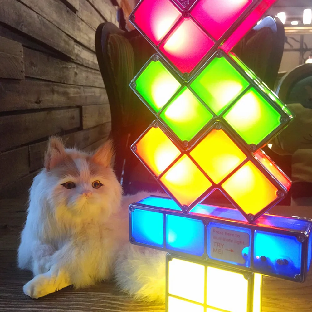 Творческий тетрис Magic Cube Puzzle игрушки DIY светодио дный настольная лампа застройку блок родители-дети Игры развивающие игрушки
